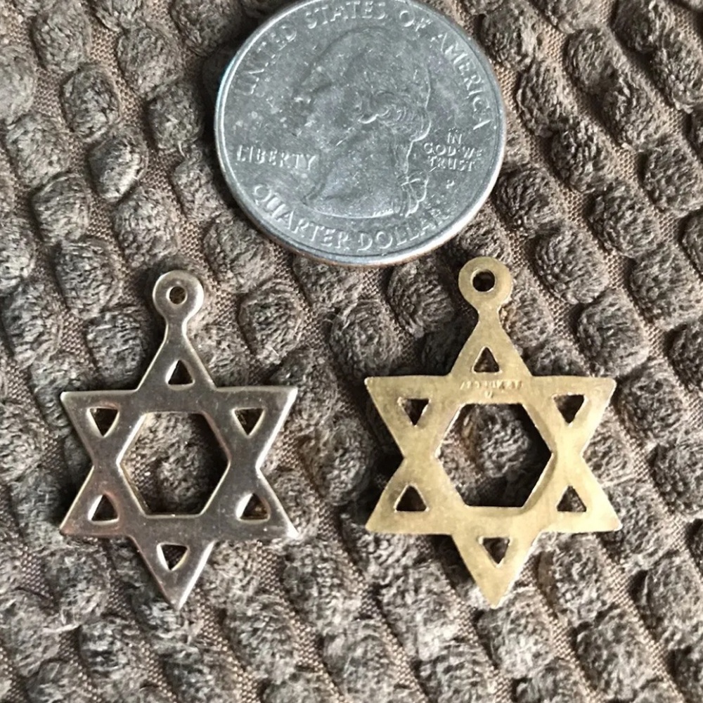 LOT OF 2 VINTAGE RARE - GOLD FILLED -STAR OF DAVID-Religious PENDANT 1/2010K GF